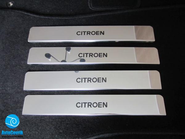 Накладки на пороги Citroen C4 (Ситроен С4) надпись краской